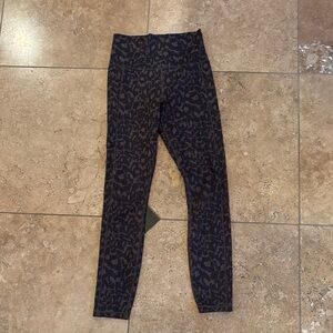 Dark Navy Leopard-Print High-Waist Leggings